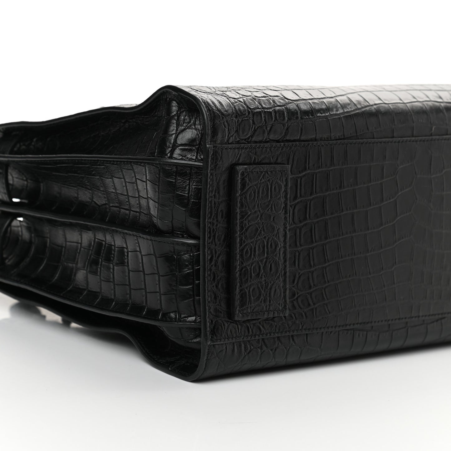 Calfskin Crocodile Embossed Small Supple Sac de Jour Black
