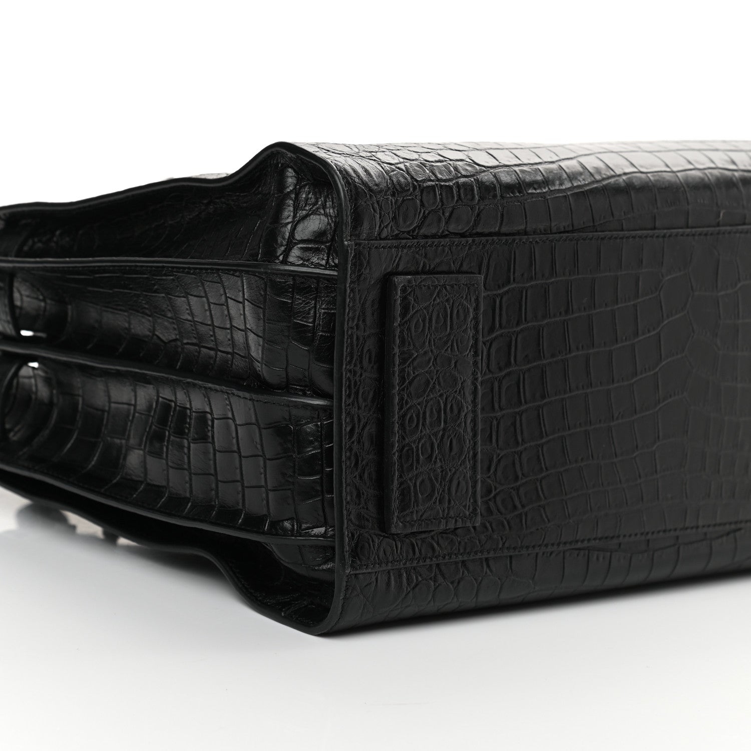 Saint Laurent Calfskin Crocodile Embossed Small Supple Sac de Jour Black 9 of 11