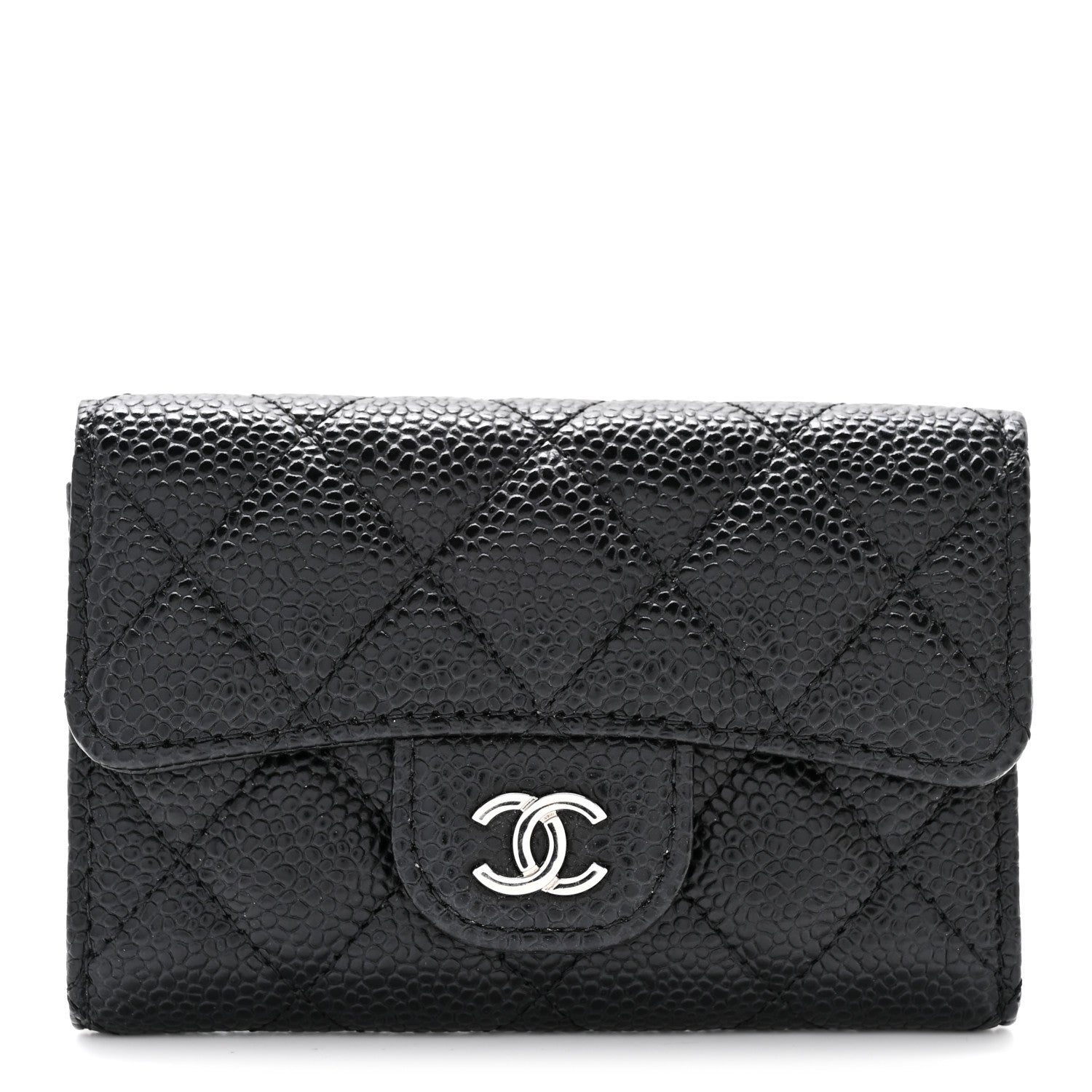 Chanel Caviar Quilted Flap Card Holder Wallet Black 1 of 10