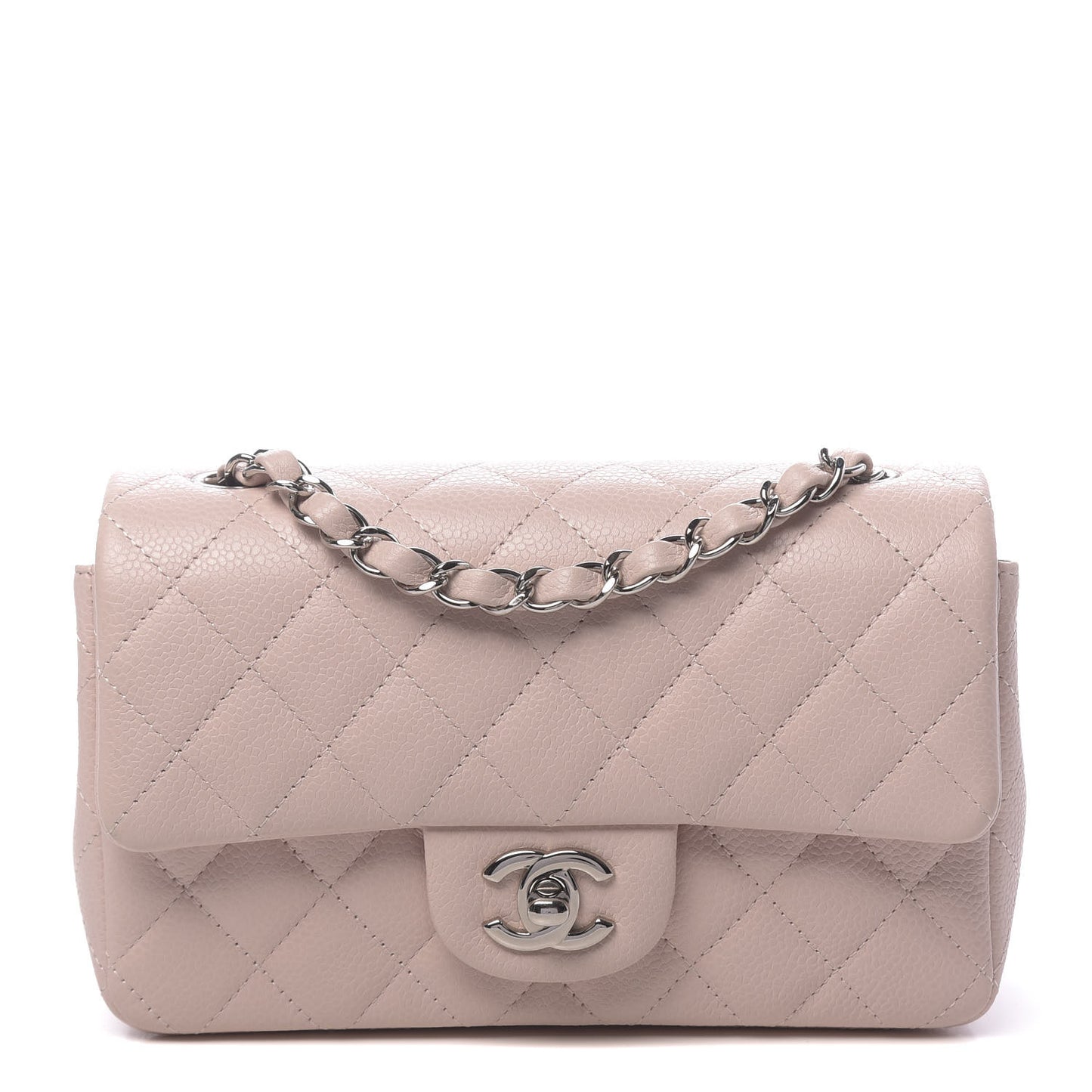 Caviar Quilted Mini Rectangular Flap Light Pink
