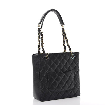 Chanel Caviar Quilted Petit Shopping Tote PST Black 3 of 8