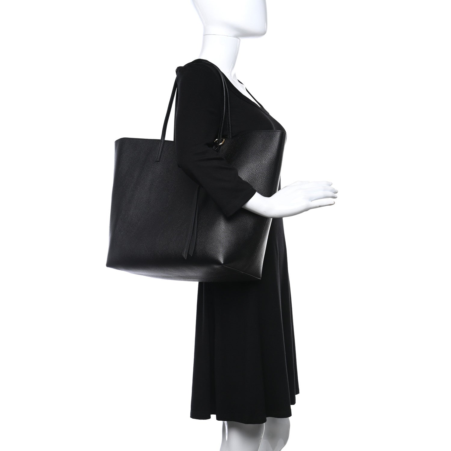 Alexander McQueen Grained Calfskin Skull Open Shopper Tote Black 2 of 11