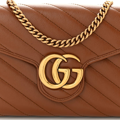 Gucci Azalea Calfskin Matelasse Diagonal GG Marmont Chain Wallet Cuir 7 of 9