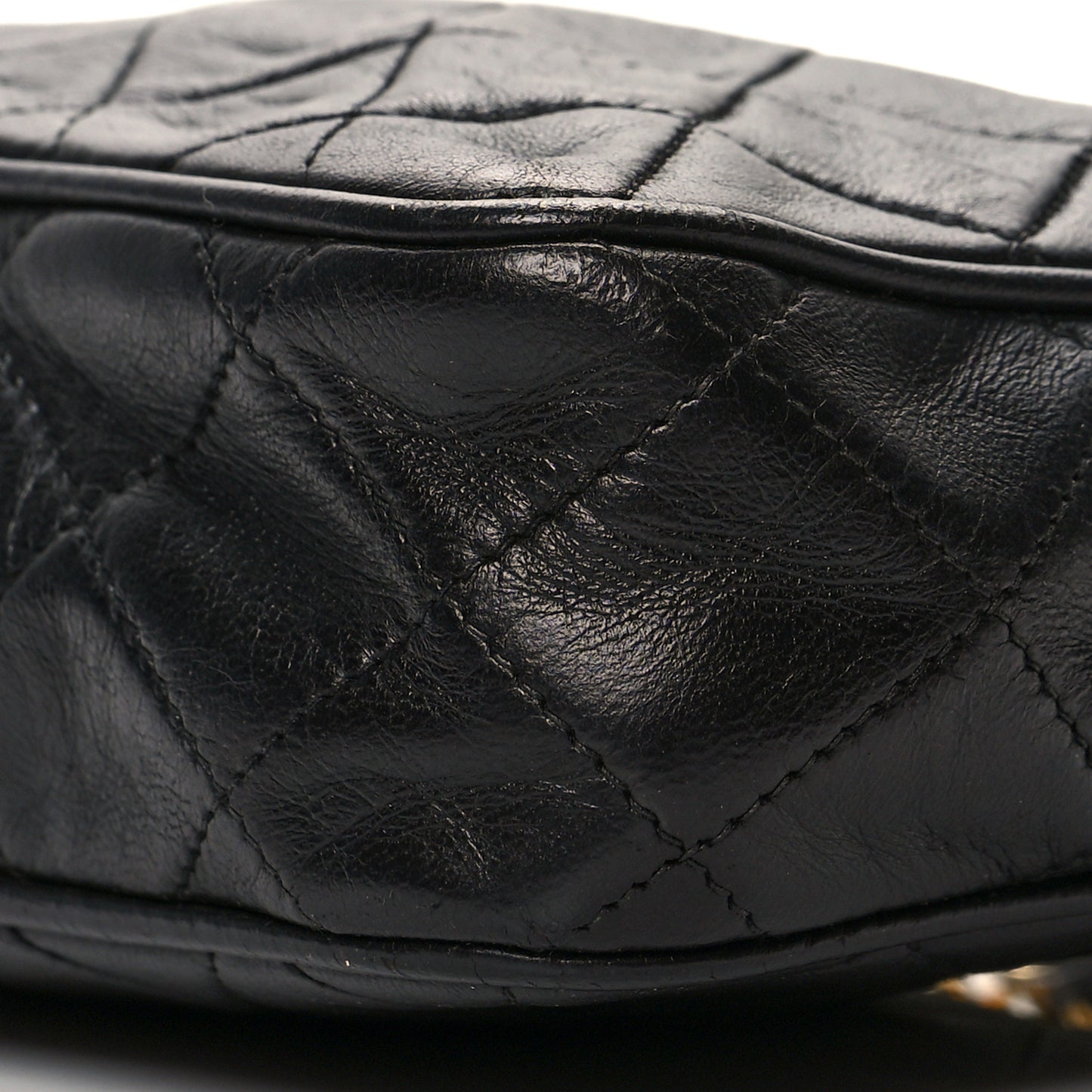 Lambskin Quilted Tassel Camera Case Black