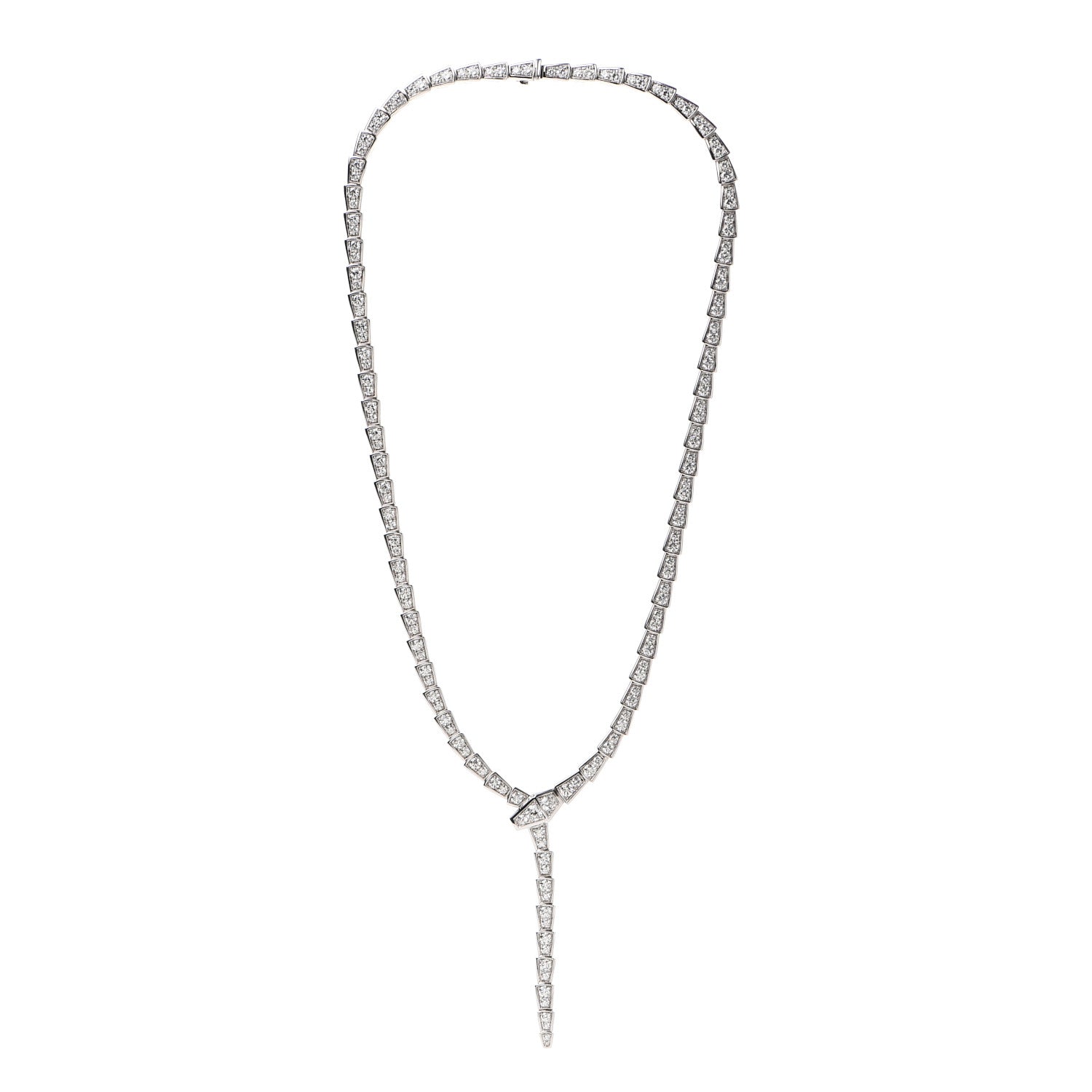 Bulgari 18K White Gold Diamond Serpenti Viper Slim Pave Necklace 3 of 16