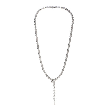 Bulgari 18K White Gold Diamond Serpenti Viper Slim Pave Necklace 3 of 16