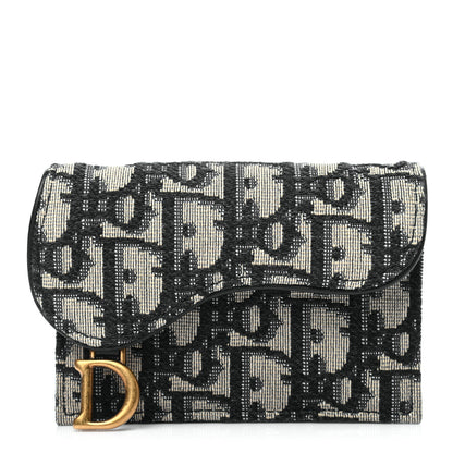 Christian Dior Oblique Saddle Card Holder Blue 1 of 7