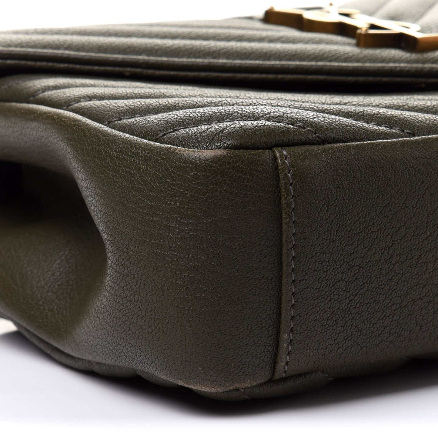 Sheepskin Matelasse Chevron Monogram Medium College Bag Military Olive