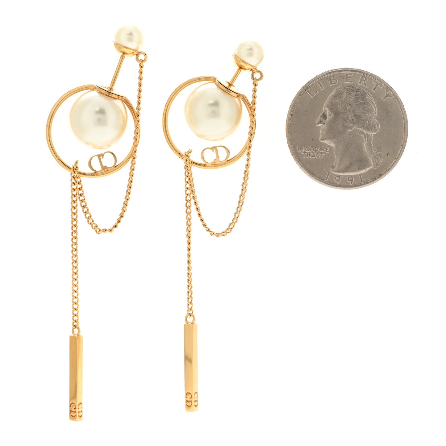 Pearl Tribales Dangle Chain Earrings Gold