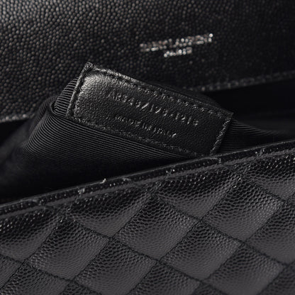 Saint Laurent Grain De Poudre Textured Mixed Matelasse Large Triquilt Monogram Satchel Black 8 of 8