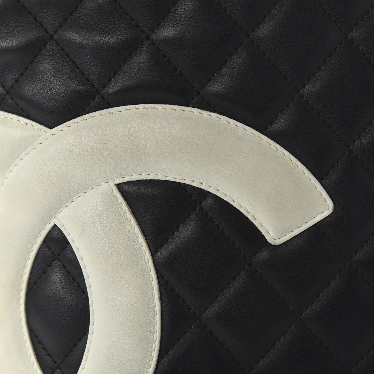 Calfskin Quilted Large Cambon Messenger Black White