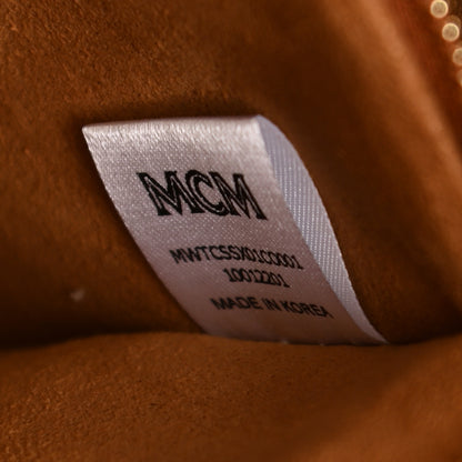 MCM Calfskin Logo Large Tote Cognac 7 of 10