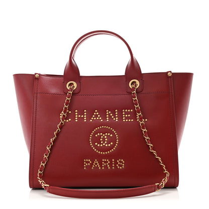Chanel Caviar Small Studded Deauville Tote Red 1 of 10
