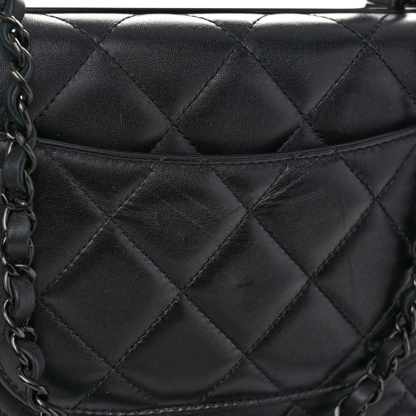 Lambskin Quilted Small Trendy CC Dual Handle Flap Bag So Black