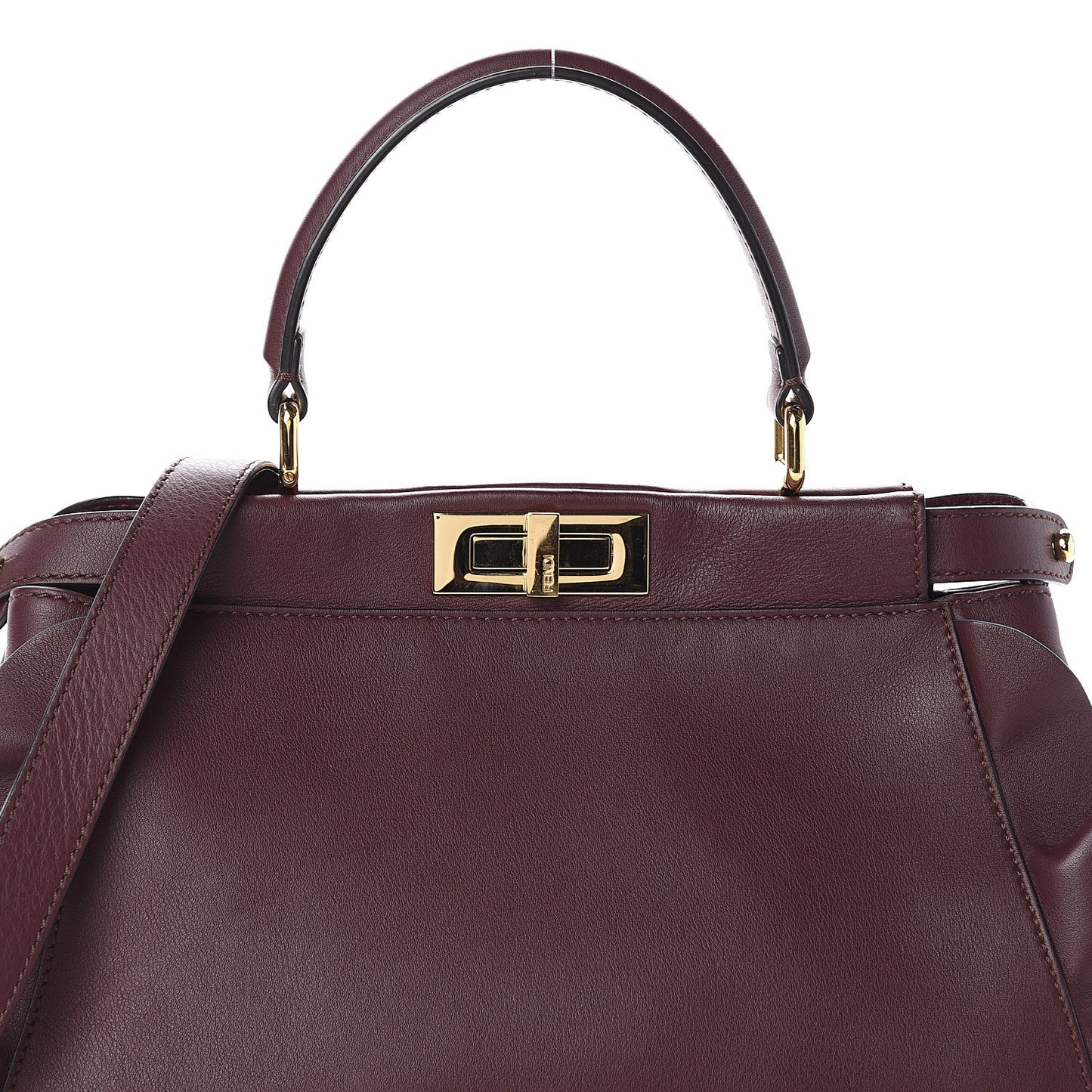 Vitello Seta Waves Bi-Color Medium Peekaboo Iconic Satchel Bordeaux Latte