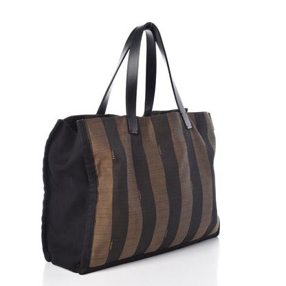 Fendi Pequin Small Shopping Tote Black Tobacco 4 of 12