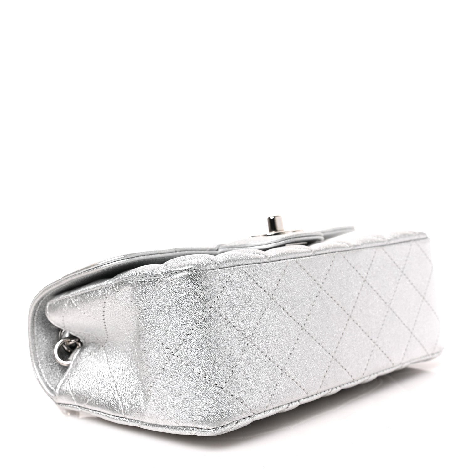 Chanel Metallic Lambskin Quilted Mini Rectangular Flap Silver 4 of 9