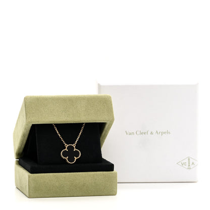 Van Cleef & Arpels 18K Yellow Gold Black Onyx Vintage Alhambra Pendant Necklace 5 of 5