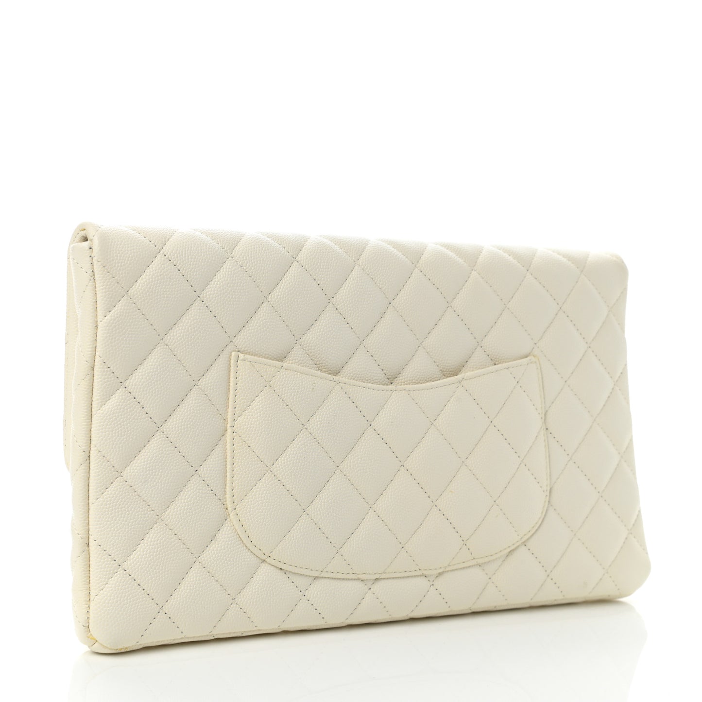 Caviar Quilted Flap Clutch White