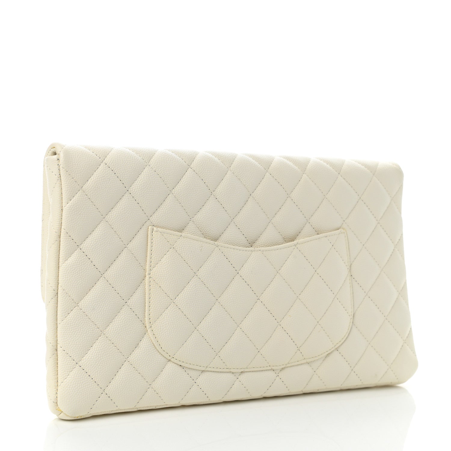 Chanel Caviar Quilted Flap Clutch White 3 of 7