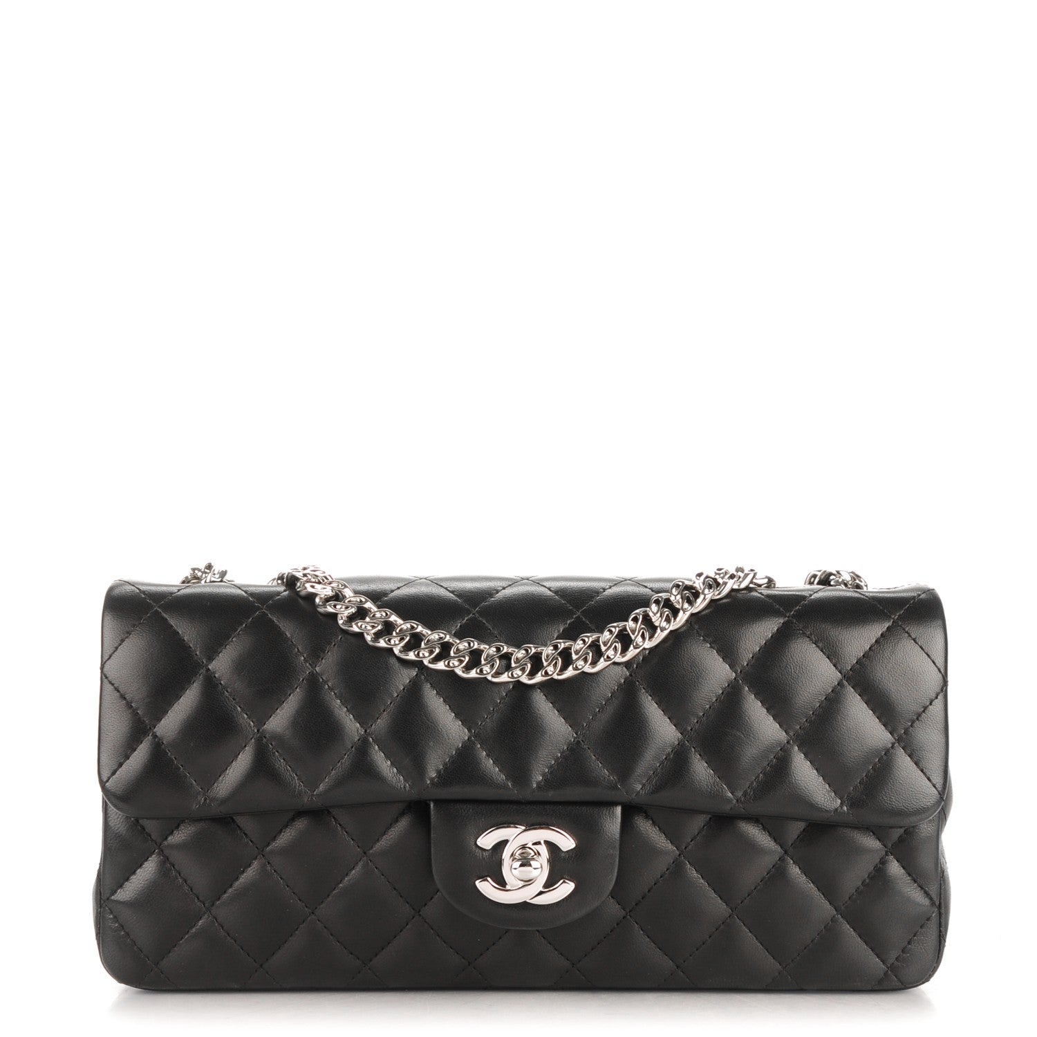 Chanel Lambskin Quilted East West Flap Black 1 of 8