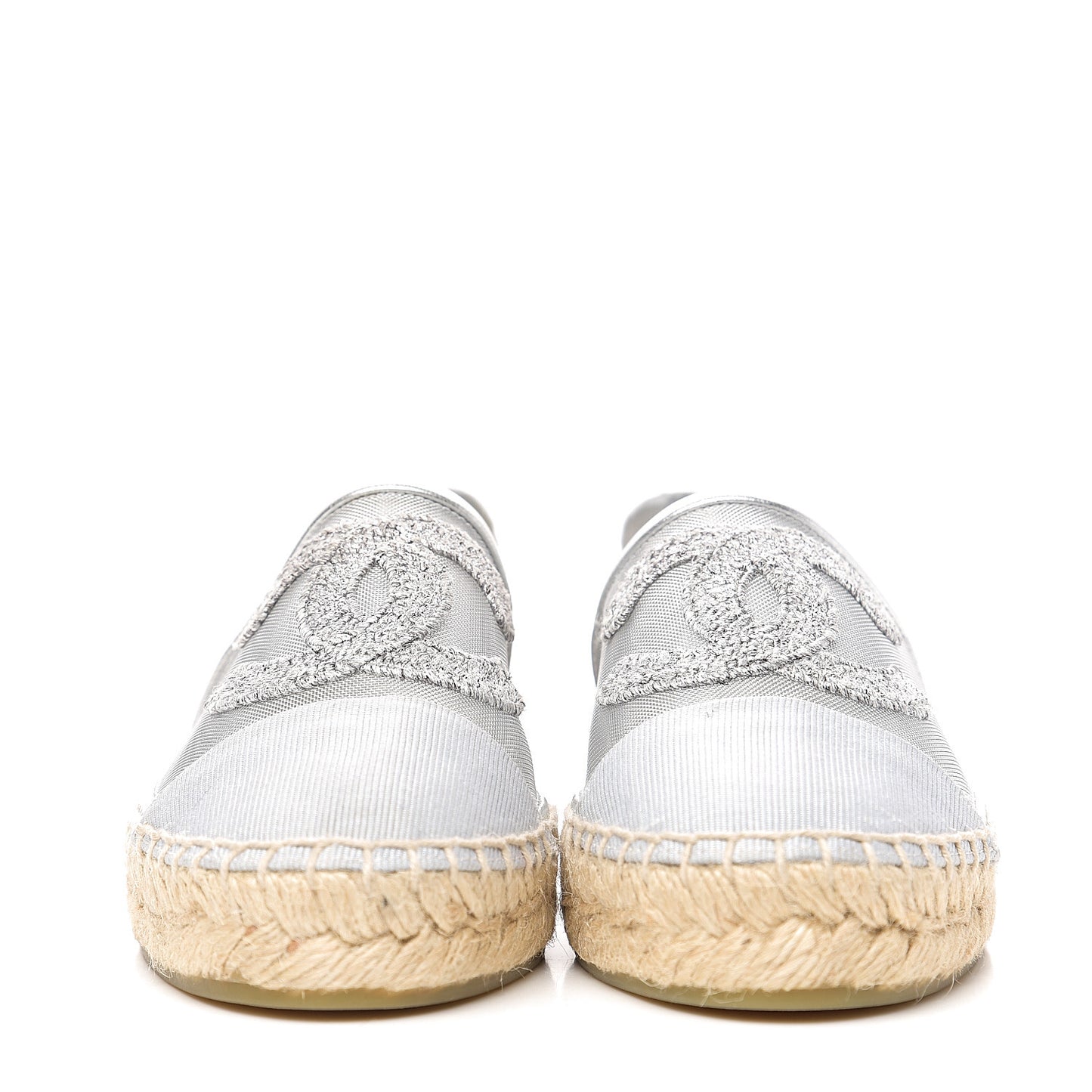 Mesh Grosgrain CC Espadrilles 36 Silver