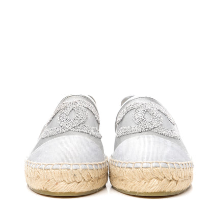 Chanel Mesh Grosgrain CC Espadrilles 36 Silver 2 of 10