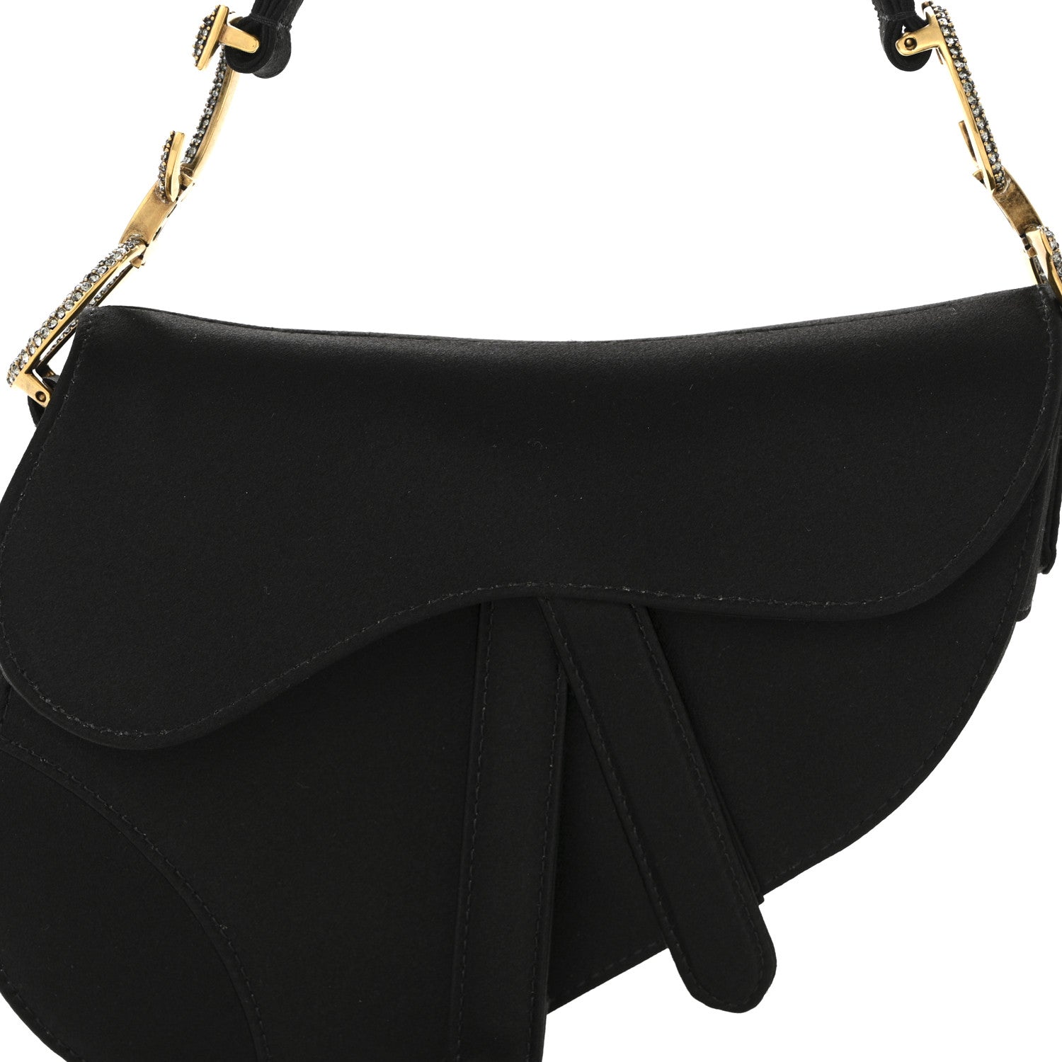 Christian Dior Satin Crystal Mini Saddle Bag Black 1760749