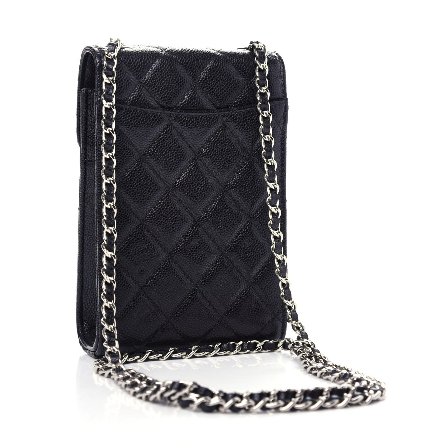 Caviar Quilted Classic Phone Holder Black