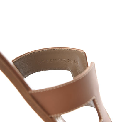 Hermes Box Calfskin Oran Sandals 38.5 Gold 8 of 10
