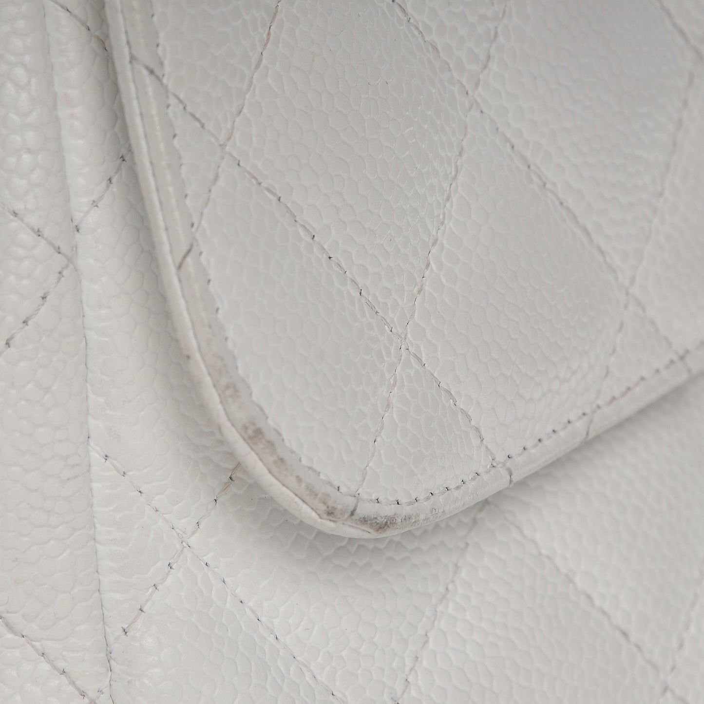 Caviar Quilted Jumbo Single Flap White
