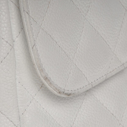 Chanel Caviar Quilted Jumbo Single Flap White 14 of 19