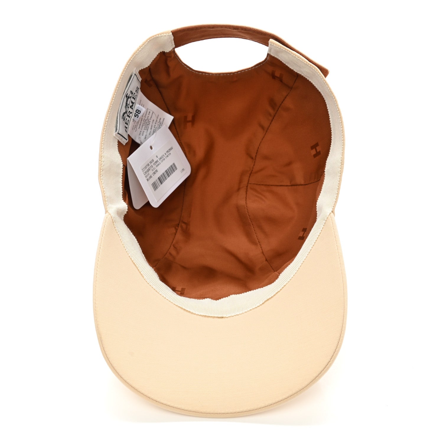 Hermes Cotton Davis H Primavera Hat 58 Blanc Creme 7 of 10