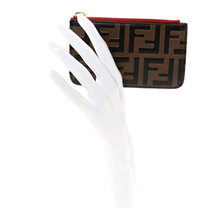 Fendi Vitello Cruise F is Fendi FF 1974 Embossed Zip Card Holder Maya Black Fragola 2 of 6