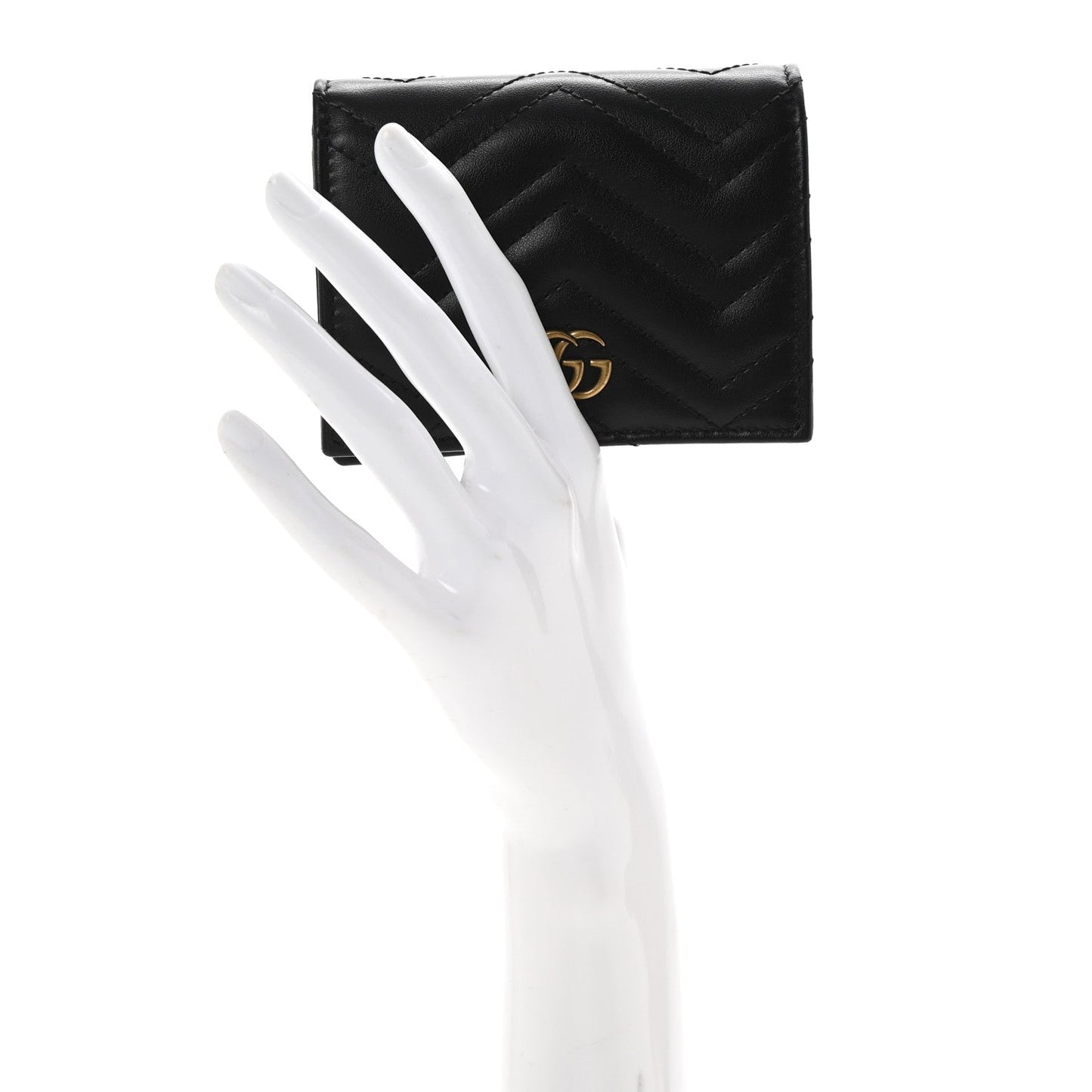 Calfskin Matelasse GG Marmont Card Case Wallet Black