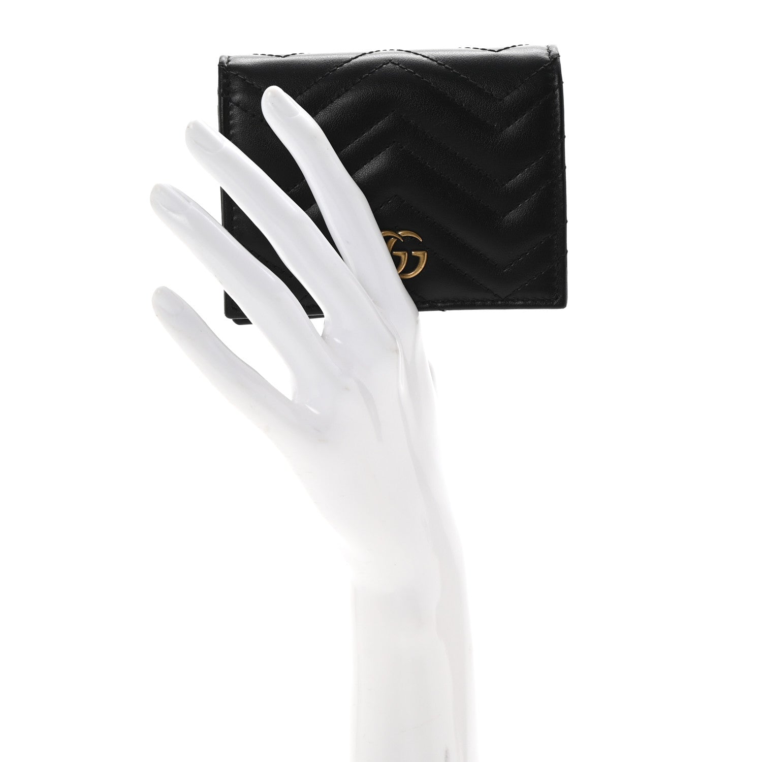 Gucci Calfskin Matelasse GG Marmont Card Case Wallet Black 2 of 8