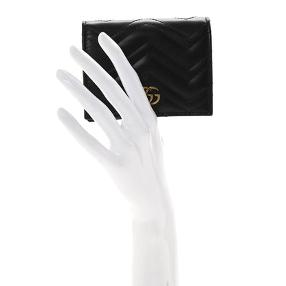 Gucci Calfskin Matelasse GG Marmont Card Case Wallet Black 2 of 8