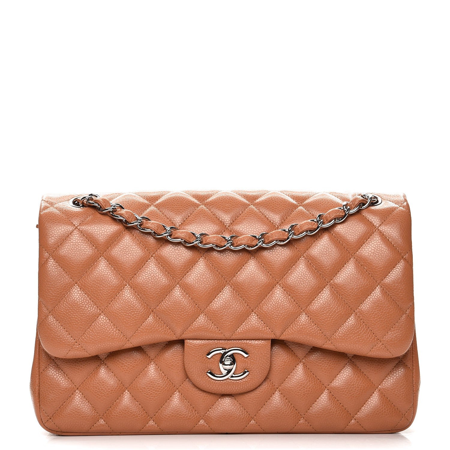 Chanel Caviar Quilted Jumbo Double Flap Light Brown 1 of 11