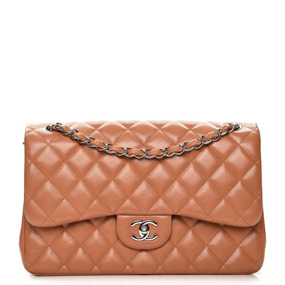 Chanel Caviar Quilted Jumbo Double Flap Light Brown 1 of 11