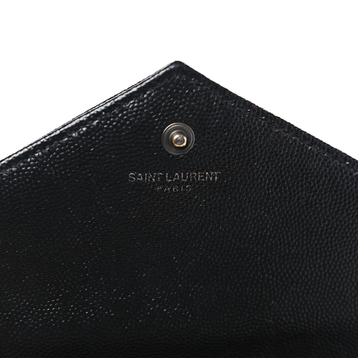 Saint Laurent Grain De Poudre Matelasse Chevron Monogram Monochrome Chain Wallet Black 6 of 10