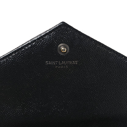 Saint Laurent Grain De Poudre Matelasse Chevron Monogram Monochrome Chain Wallet Black 6 of 10