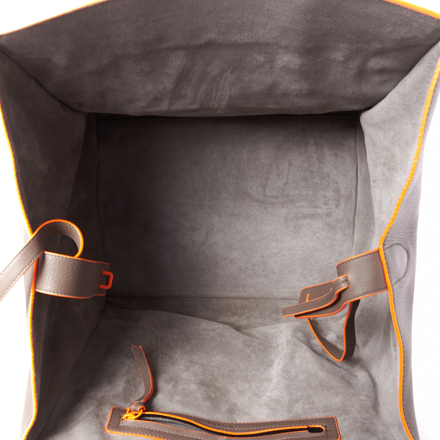 Supple Calfskin Large Phantom Luggage Grey Orange
