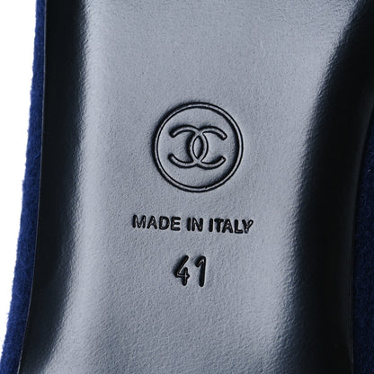 Chanel Fabric Lambskin Womens CC Mocassin Loafers 41 Navy Black 8 of 10