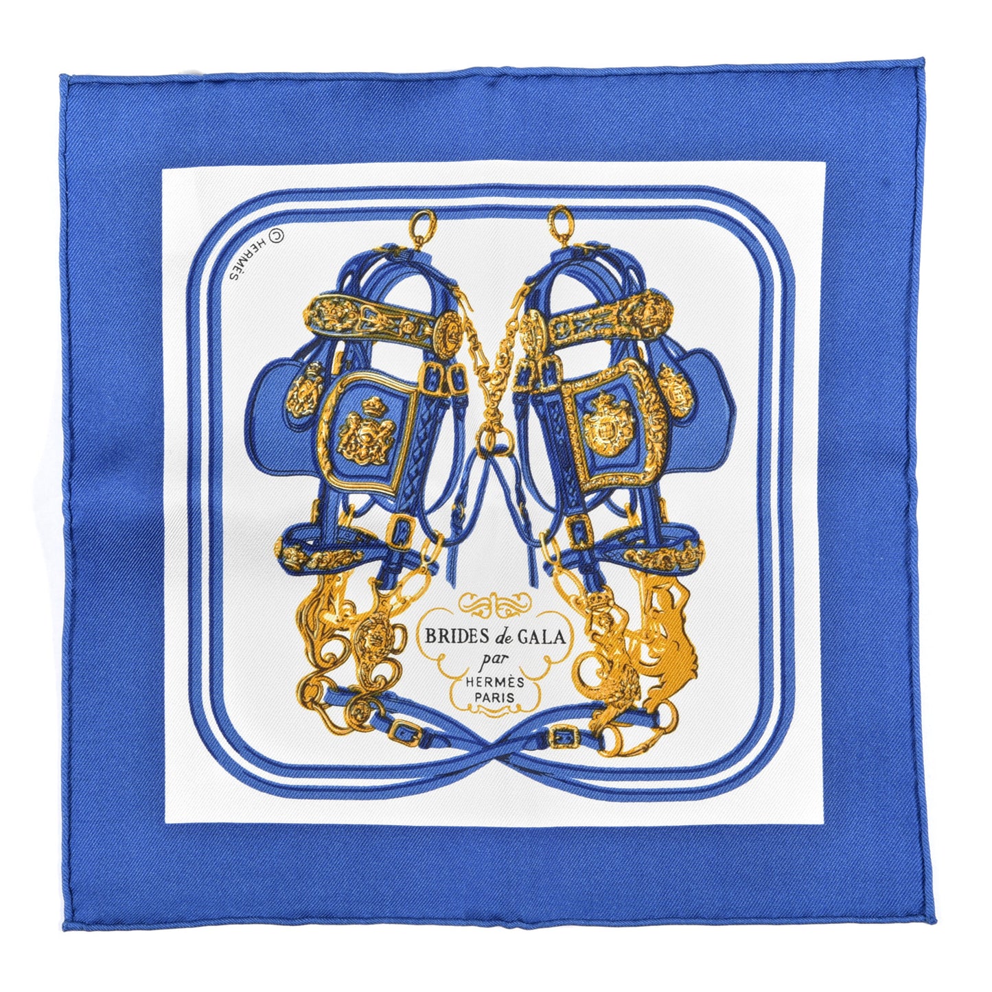 Silk Brides de Gala Nano Scarf 20 Bleu Vif White Or
