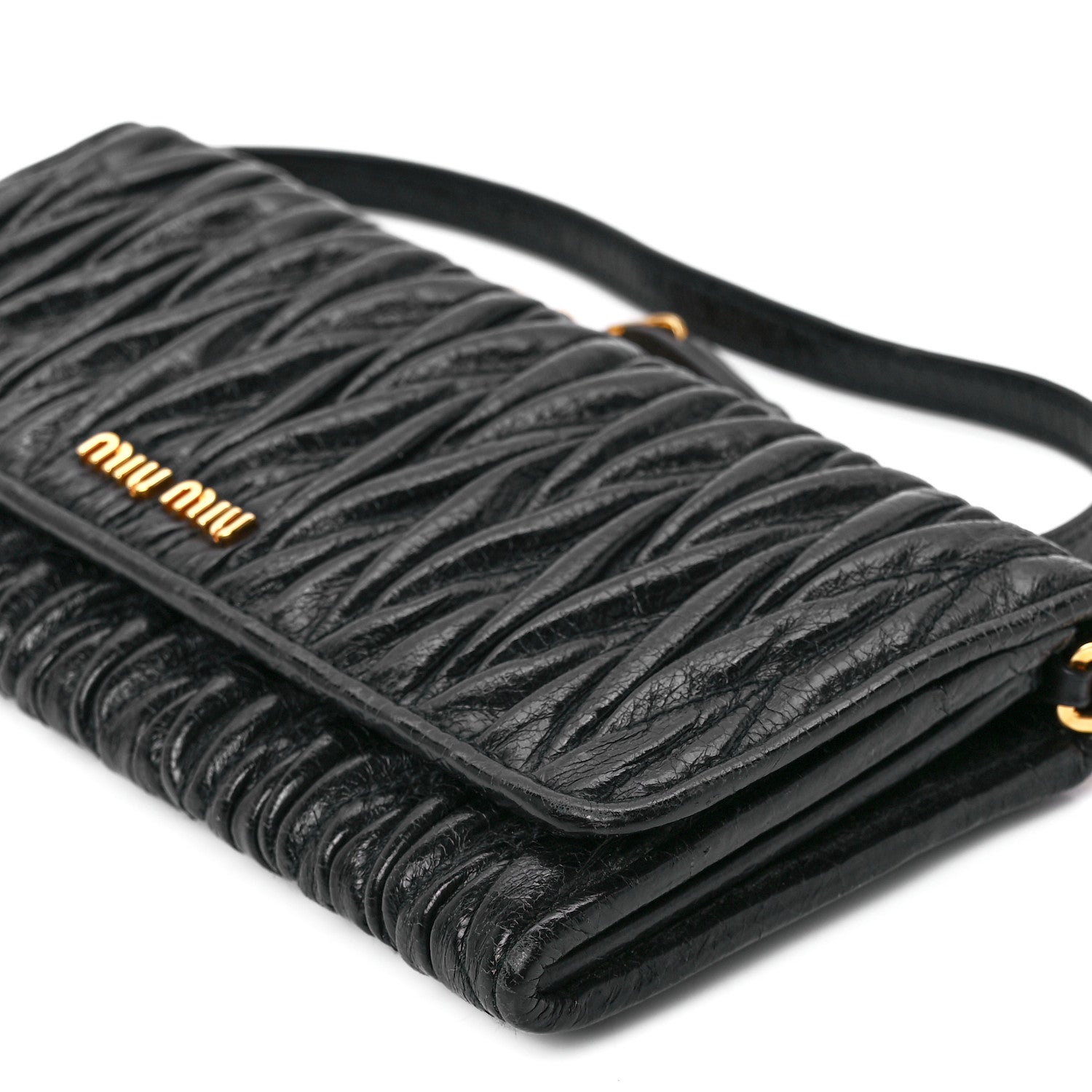 Miu Miu Nappa Matelasse Wallet On Chain Black 10 of 10