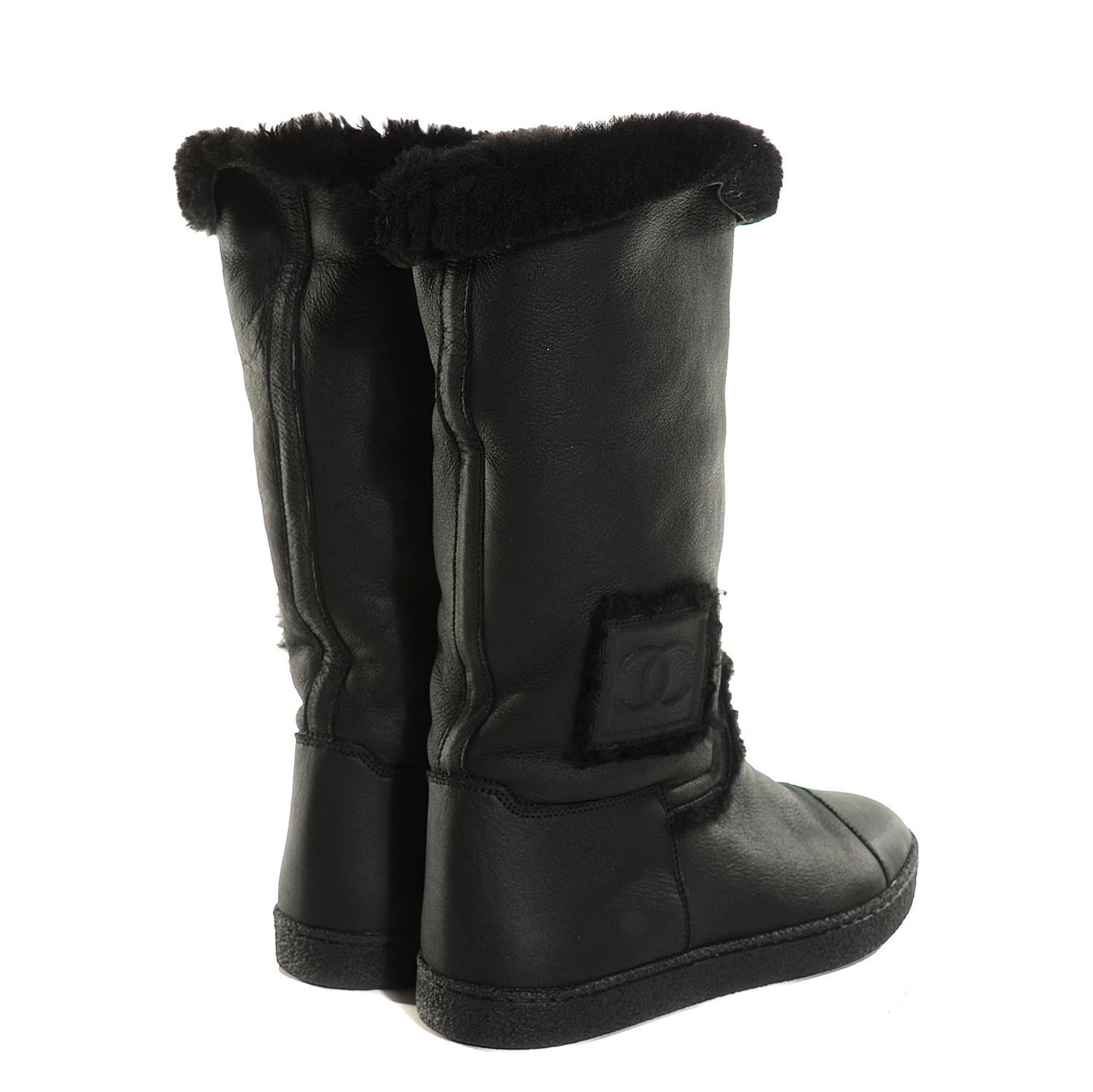 Shearling Short Boots 39 Black