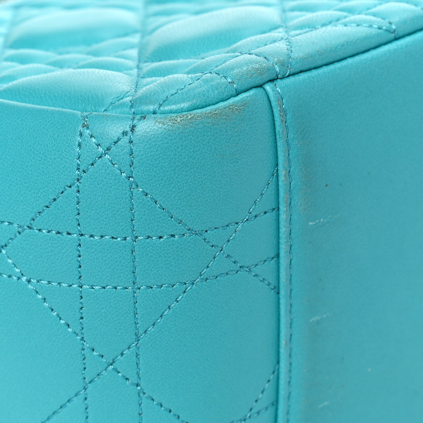 Lambskin Cannage Large Miss Dior Flap Turquoise