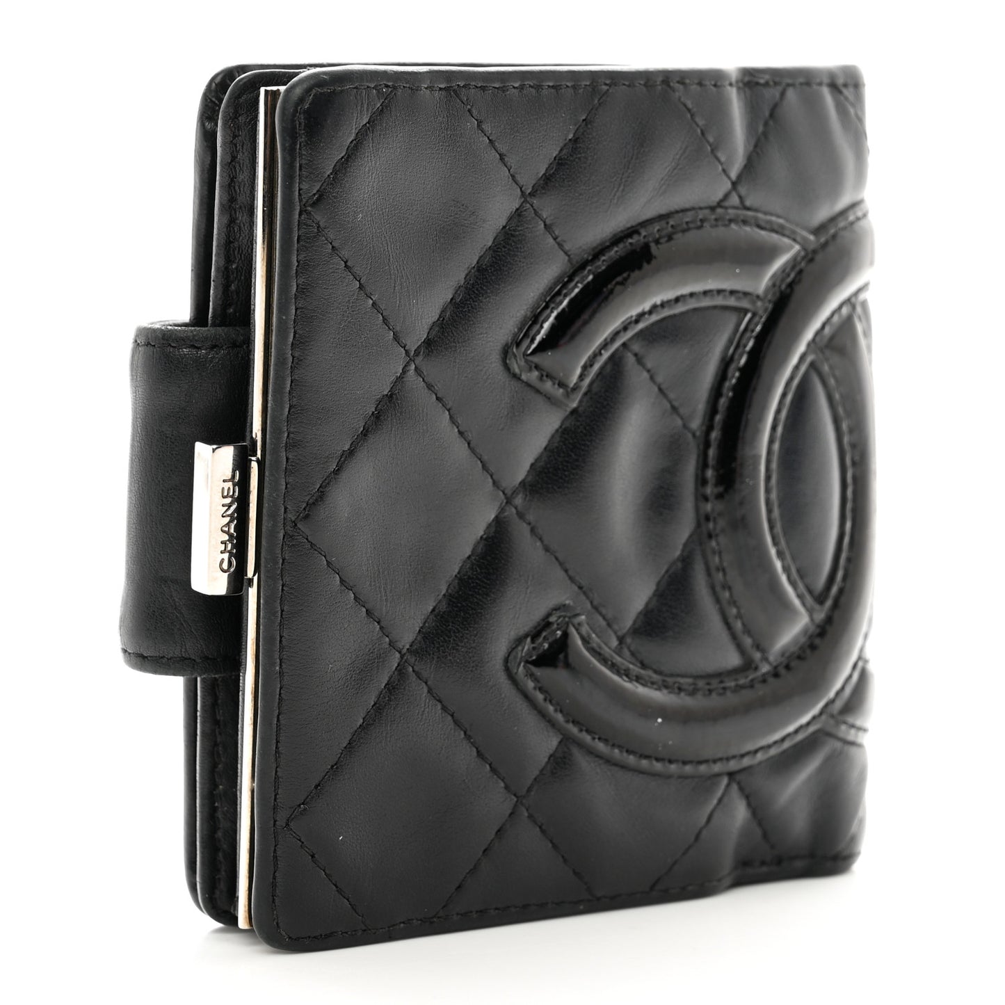Calfskin Quilted Cambon Bi-Fold Wallet Black
