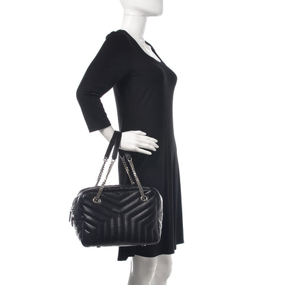 Saint Laurent Calfskin Y Quilted Monogram Medium Loulou Bowling Bag Black 2 of 11