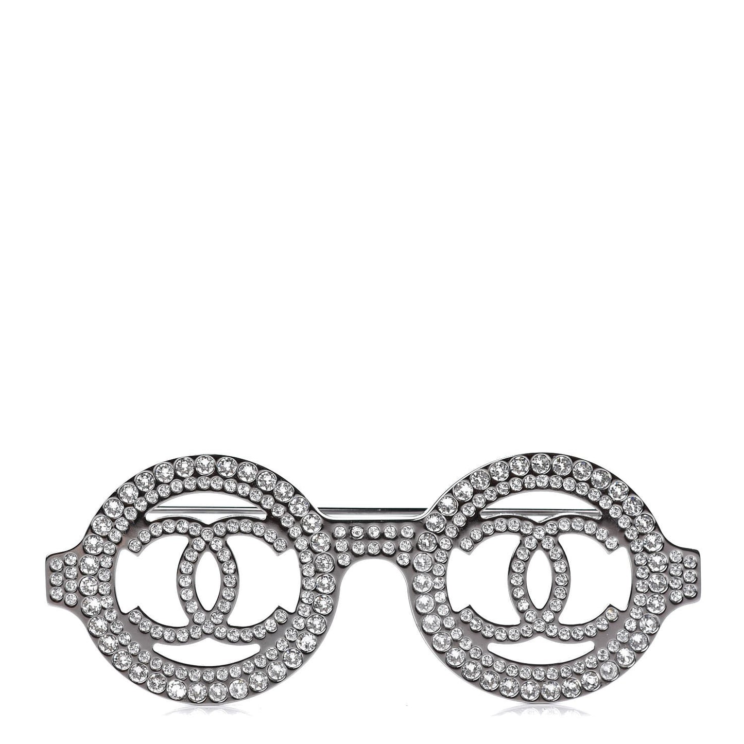 Crystal CC Sunglasses Brooch Silver